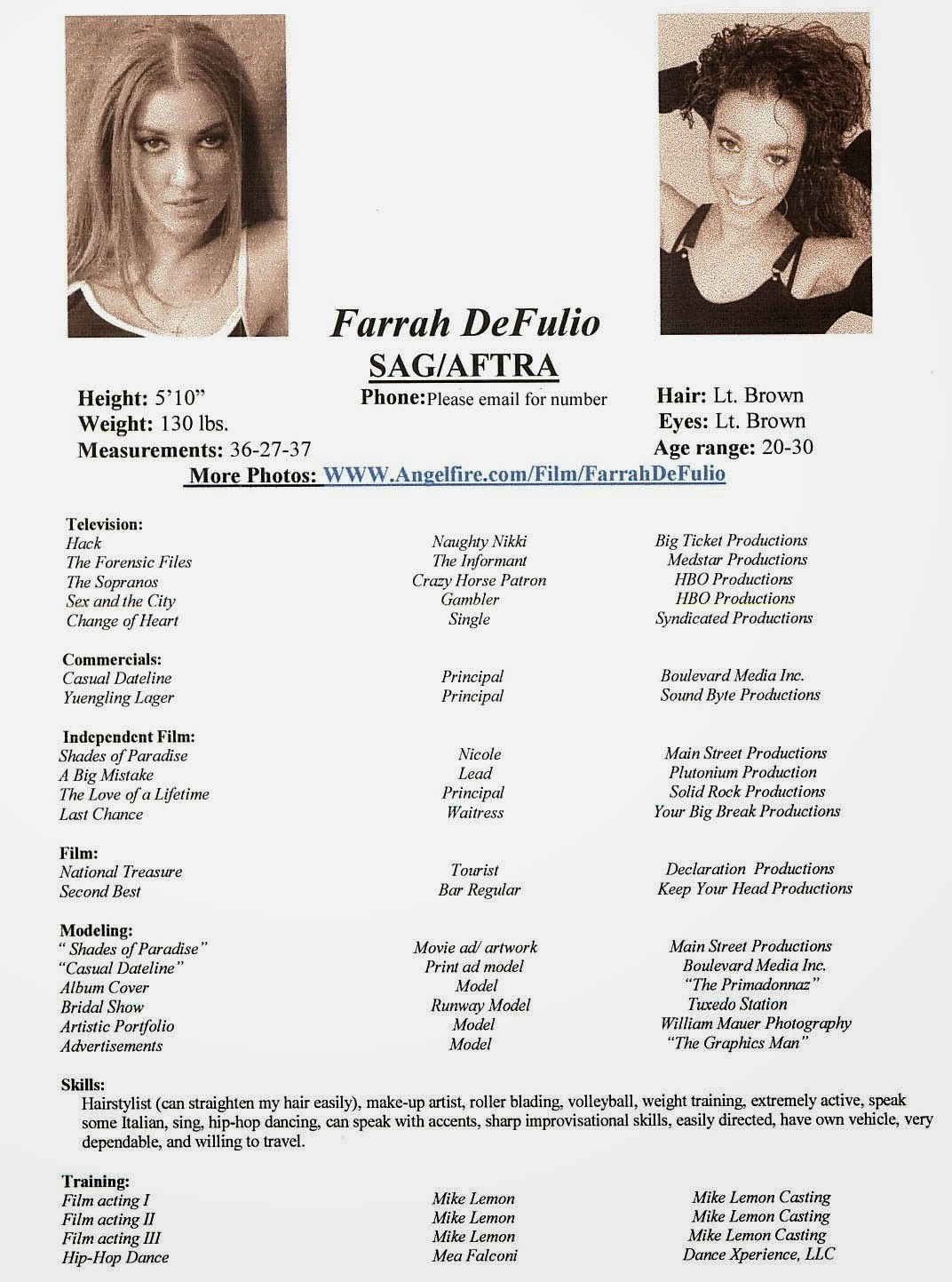 Example of child resume for modeling